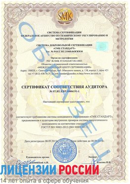 Образец сертификата соответствия аудитора №ST.RU.EXP.00006191-1 Екатеринбург Сертификат ISO 50001