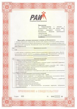 Приложение к свидетельству о допуске к определенному виду или видам работ Екатеринбург СРО в изысканиях