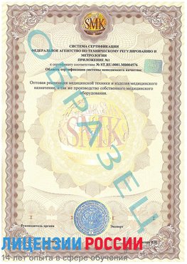 Образец сертификата соответствия (приложение) Екатеринбург Сертификат ISO 13485