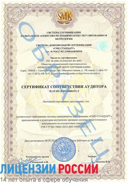 Образец сертификата соответствия аудитора №ST.RU.EXP.00006191-3 Екатеринбург Сертификат ISO 50001